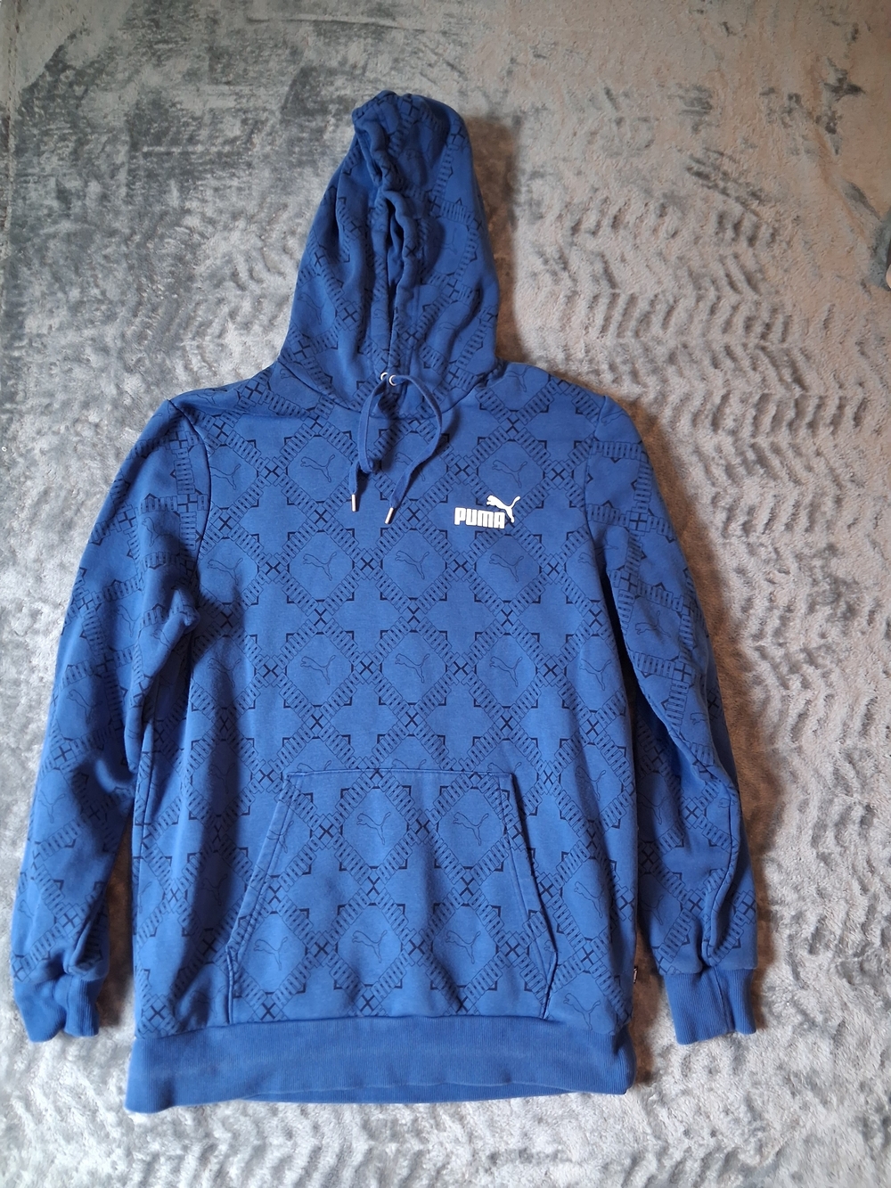 Puma Men's Blue Hooded Pullover Sweatshirt Large